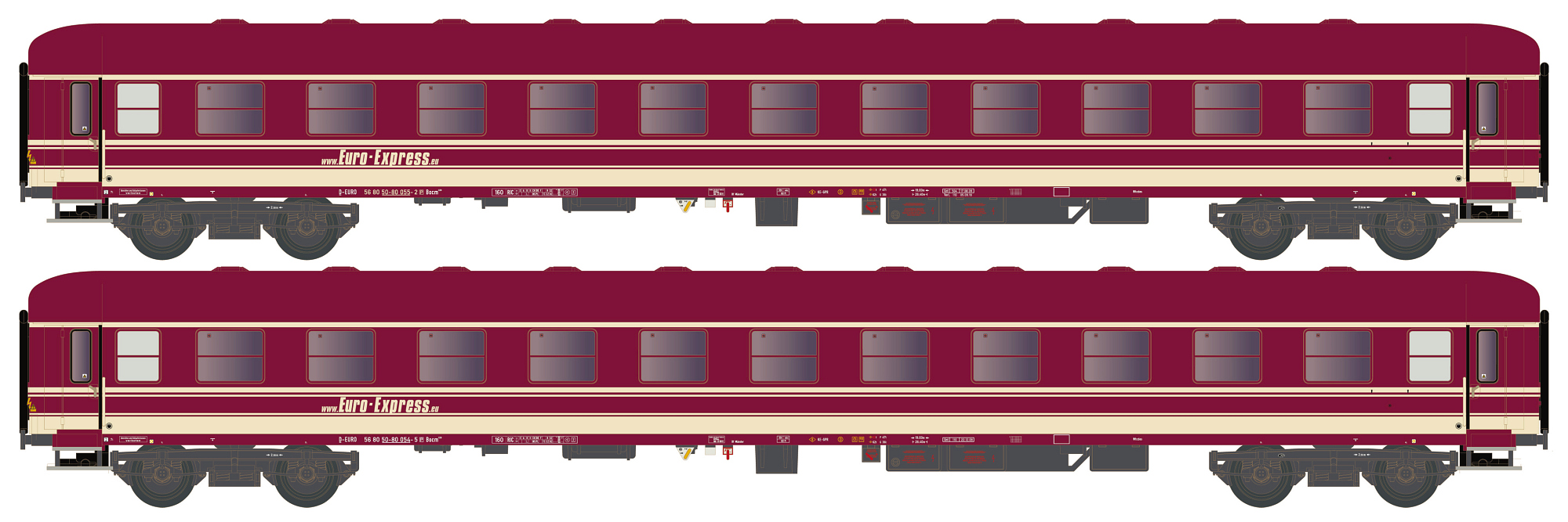 Hobbytrain H22210 - 2er Set Liegewagen Bcm 243 Eur