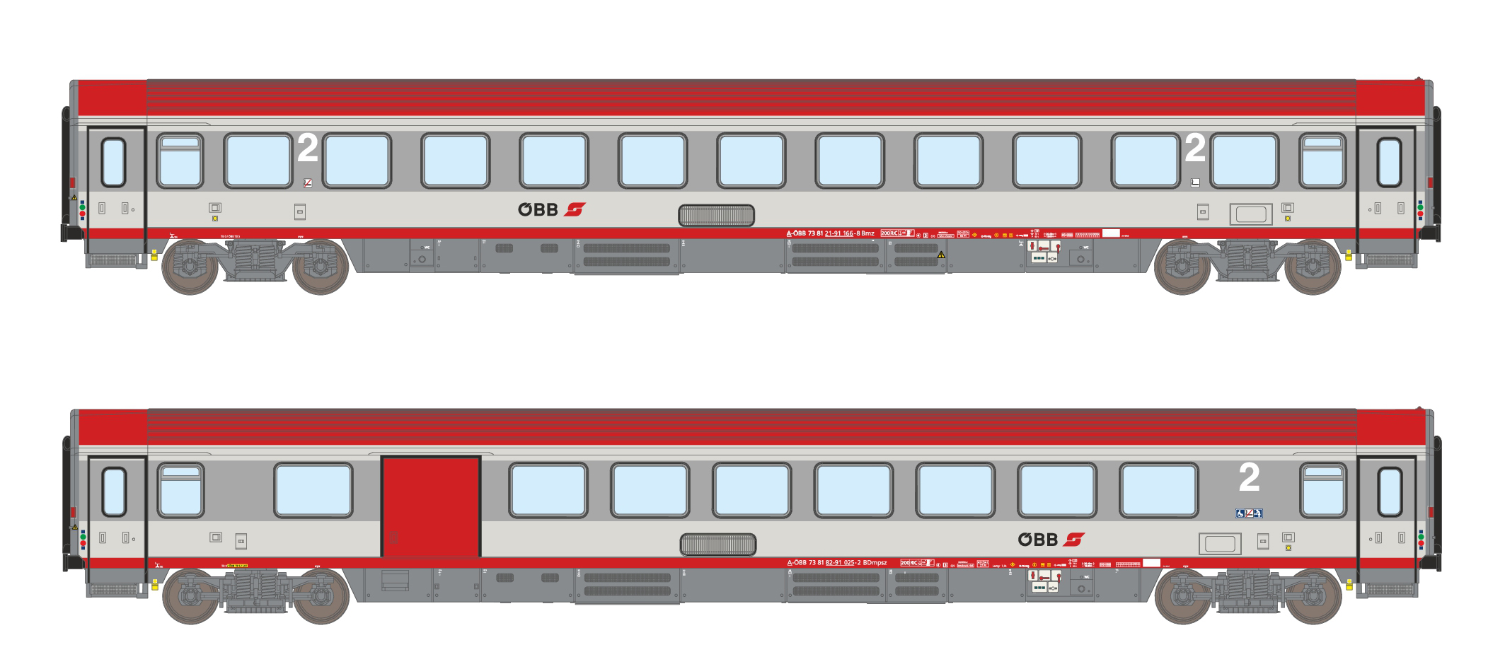 ASM 258177 - 2er Set Personenwagen BDbmpsz + Bmz Ö