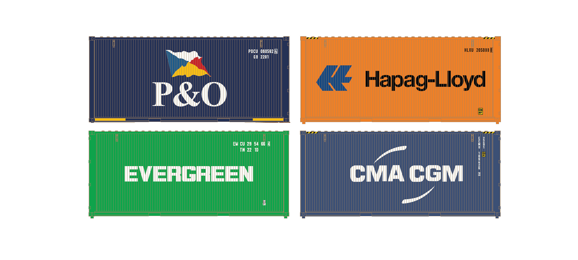 Hobbytrain H9016 - 4er Set 20' Container, Set 1