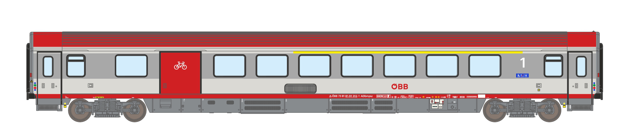 ASM 198180 - Halbgepäckwagen Adbmpsz 73, 1.Kl. ÖBB