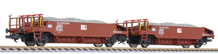 Liliput L230113 - 2-tlg. Schotterwagen-Set, belade