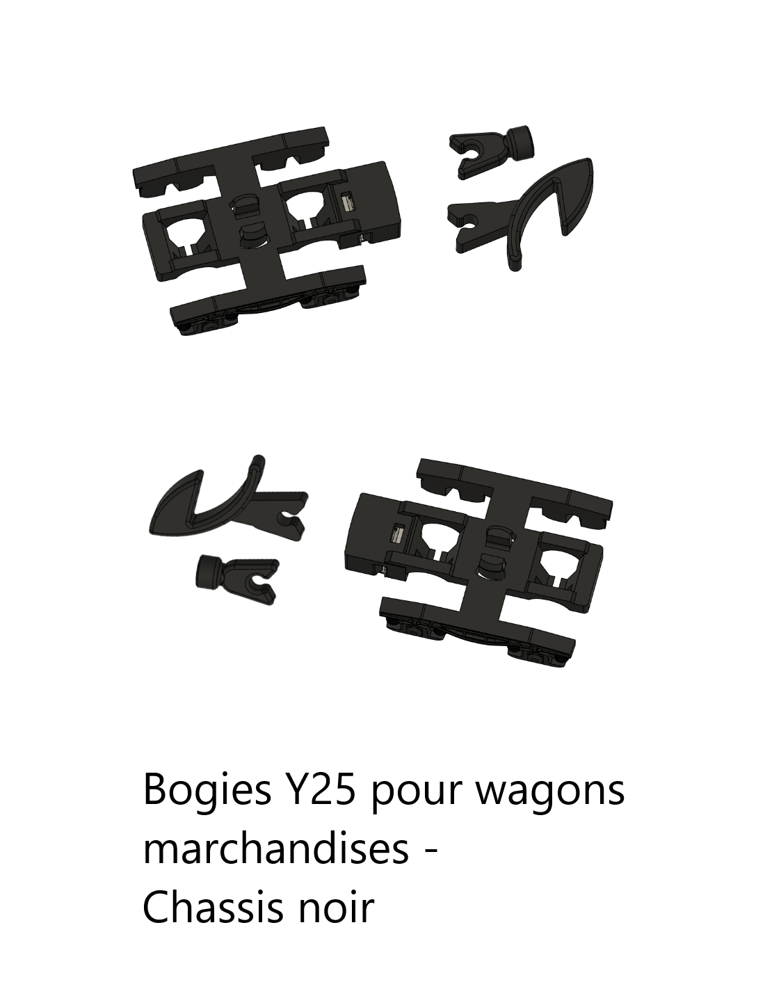 AZAR models S004M-B - Pair of black bogies for fre