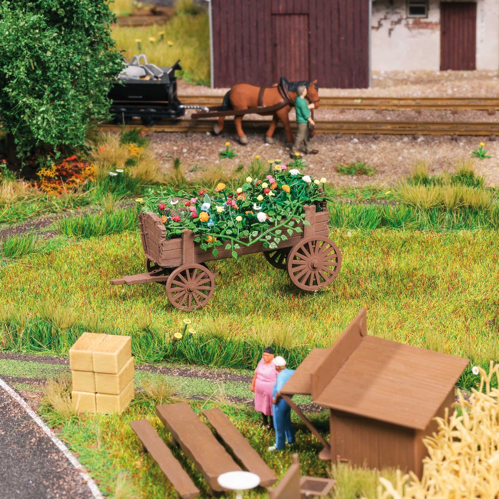 Busch 1278 - Bepflanzte Marktkarren H0