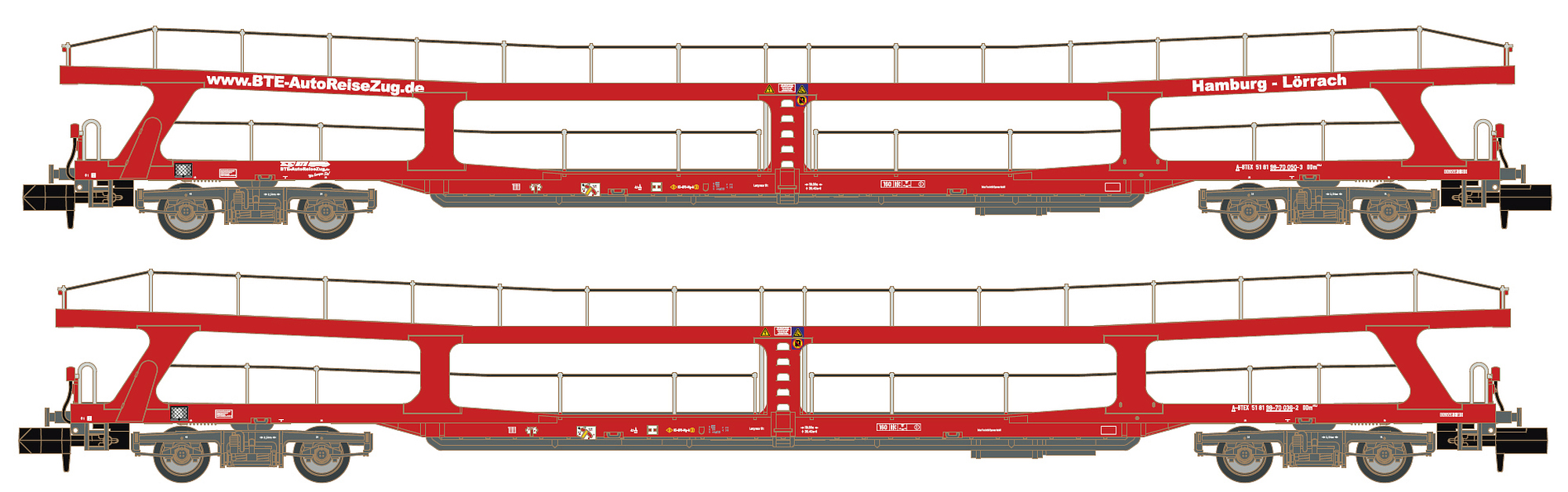 Hobbytrain H24621 - 2er Set Autotransportwagen DDm