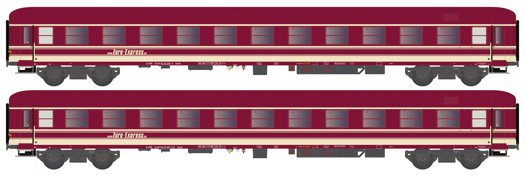 Hobbytrain H22211 - 2er Set Liegewagen Bcm 246 Eur