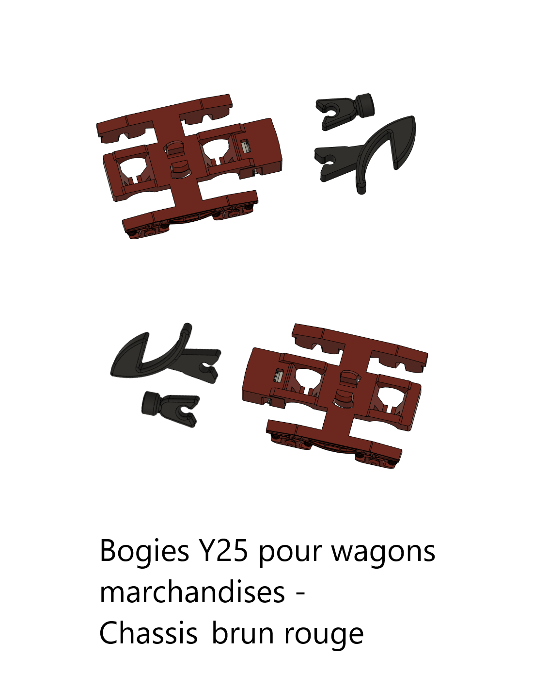 AZAR models S004M-R - Pair of brown bogies for fre