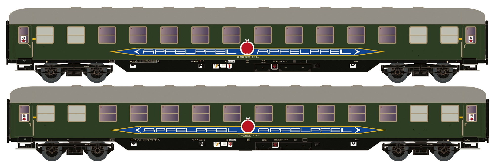 Hobbytrain H22215 - 2er Set Liegewagen Bcm 53 DB/A